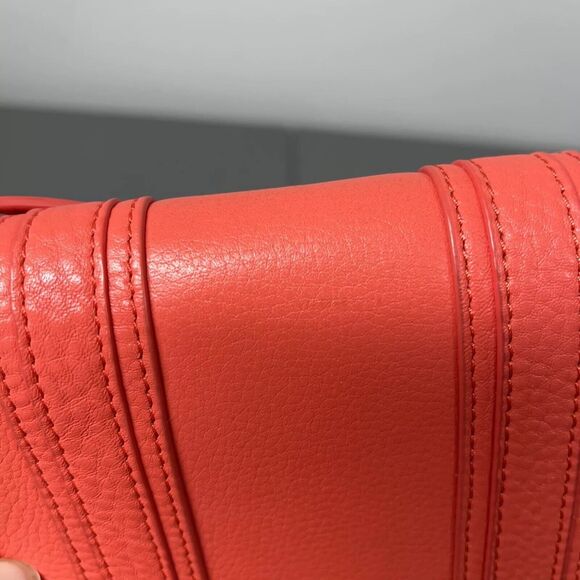 TORY BURCH Landon Crossbody Bag Small Brick Red Leather Flap Adjustable Strap - Picture 13 of 16